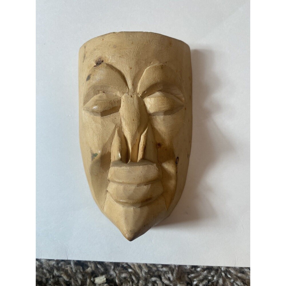VTG Carved Tribal Miniature Mask Handmade Vintage Wooden Primative Home Decor